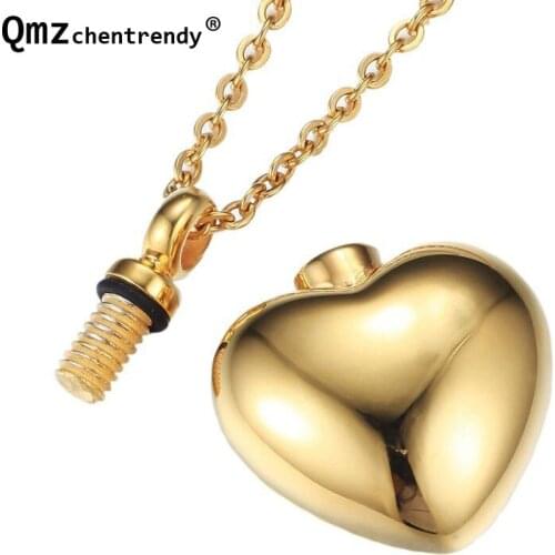 Lover Golden Stainless Steel Puppy Love Heart Ash Urn Pendant Necklaces Memorial Pets Ash urns Keepsake Cremation jewelry