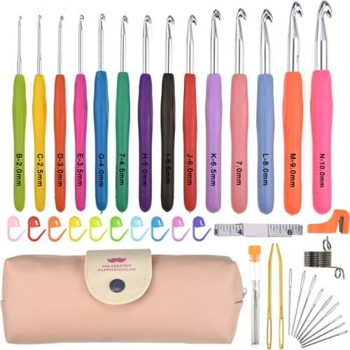 14pcs Aluminum Crochet Set Soft Handles Knitting Needles Kit Knitting Craft Case Crochet set