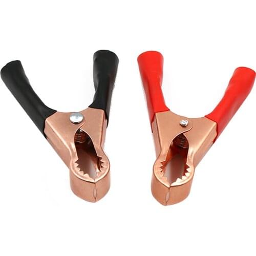 For 2Pcs 50A Red + Black 80mm Crocodile Car Caravan Van Battery Test Lead Clips Alligator Connector Plug Power