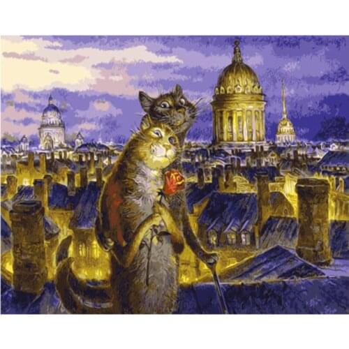 Landscape diamond mosaic full cats embroidery painting rhinestone wall sticker decor diamond drawing art needlework handcraft