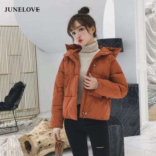 JuneLove Women 7 Colors Thick Oversized Parka Winter Hooded Cotton Padded Jackets 2021 Warm Casual Coats Loose Outwear Feminina