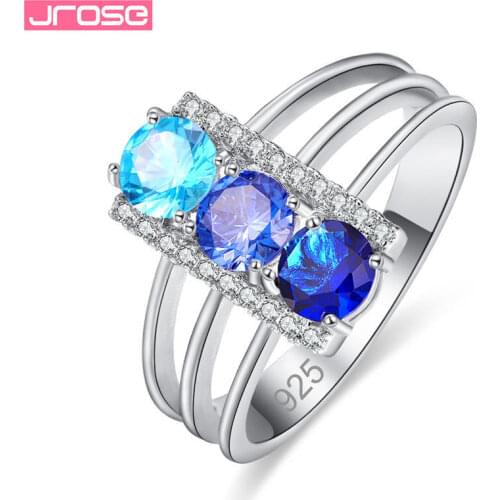 JROSE Newest Design 3 Color Crystals Zircon Wedding Rings For Women Silver 925 Jewelry engagement Fashion Bijouterie Top Quality