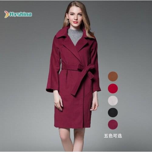 Winter New Style Bathrobe Lace Up Waist Middle Long Temperament Woolen Coat Double Face Velvet Coat