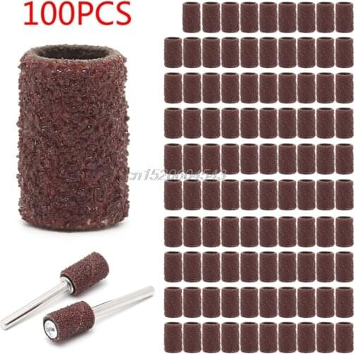 100pcs Sanding Sleeves 2 Mandrels Grind Polishing Sandpaper Circle Electric Tool S21 Wholesale&DropShip