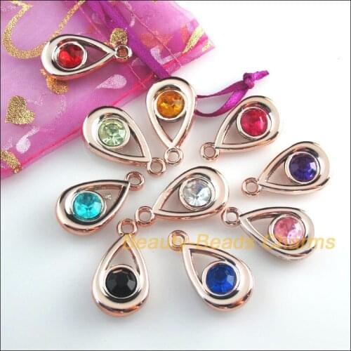 20 New Charms Mixed Acrylic UV Teardrop KC Gold Color Pendants 16x29mm