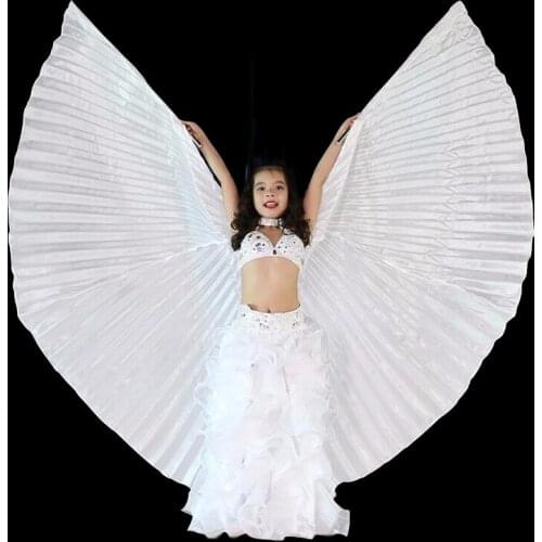2019 Children Dance Wear Performance Props Belly Dance Accessories Egyptian Wings Non-Slit Isis Wings White (Silk-like fabric)