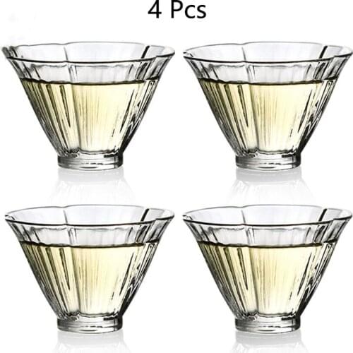 4 Pcs Japanese Small Tea Cup High Temperature Resistant Glass Tea Cups Transparent Mini 50 Ml Hammered Tea Bowl Kung Fu Tea Set