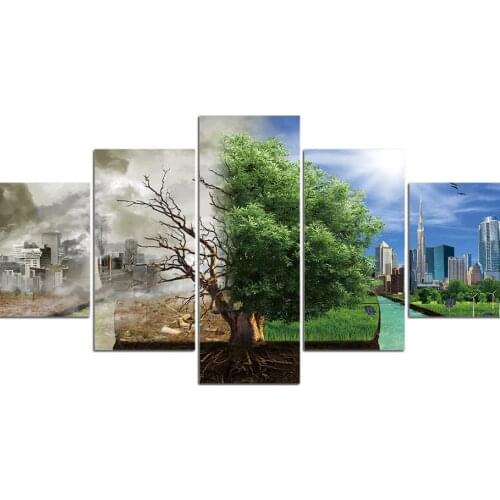 5 Pieces Seasons Winter Summer Scenery Cuadros Paintings Wall Art Home Decor Canvas Pictures Posters Decoration Accessories
