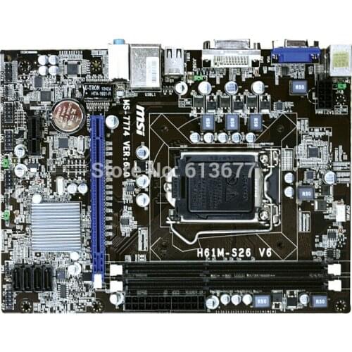 Free shipping original motherboard for MSI H61M-S26 V6 DDR3 LGA 1155 H61 Desktop Motherboard