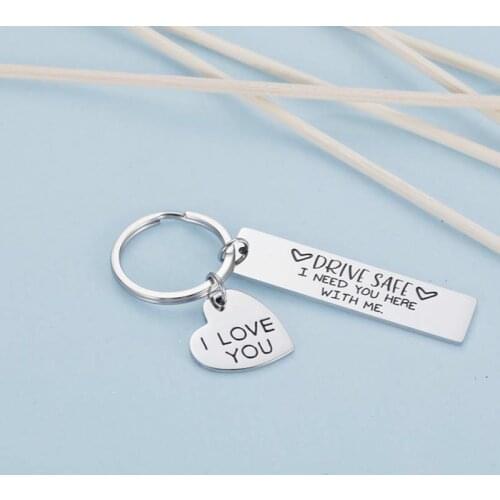 Engrave Keychain Keyring Drive Safe I Need You Here with Me for Couples Men Women Jewerly Gift Key chains