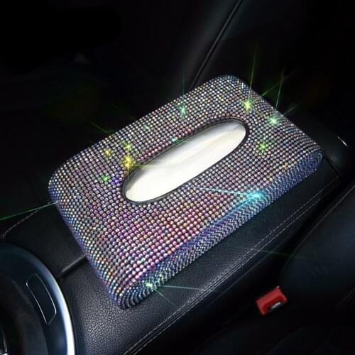 Luxury Diamond Rhinestone BEAUTY Decor Tissue Box Holder for Home Car Office Purple Colorful