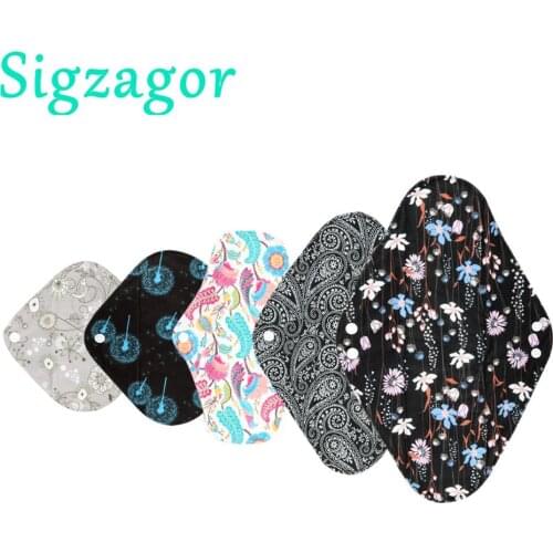 [Sigzagor]S M L XL Cloth Menstrual Pad Sanitary Bamboo Charcoal Reusable Washable Panty Liner Regular Overnight