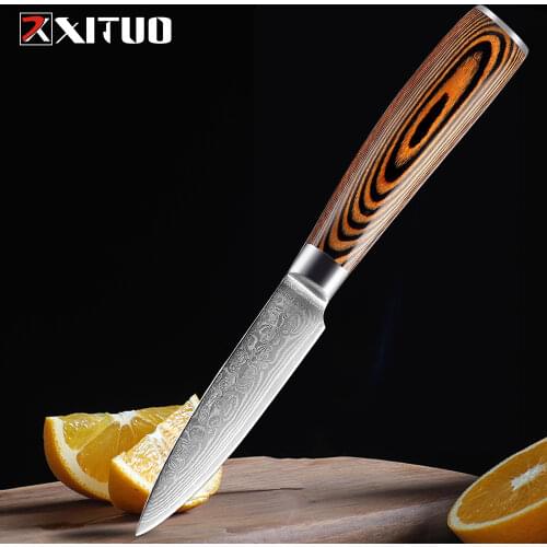 XITUO New 3.5"inch Kitchen Paring Knife Sharp Japanese Damascus Steel Chef Knife Santoku Peeling Slicing Fruit Utility Tool Gift