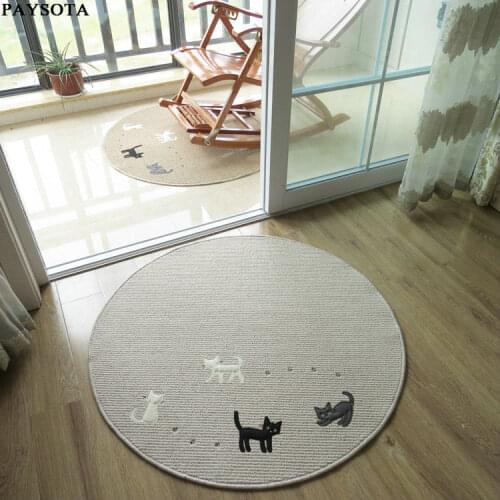 PAYSOTA Four Black White Cat Washable Carpet Non-slip Mat Thin Computer Chair Cushion Can Be Washed Rug