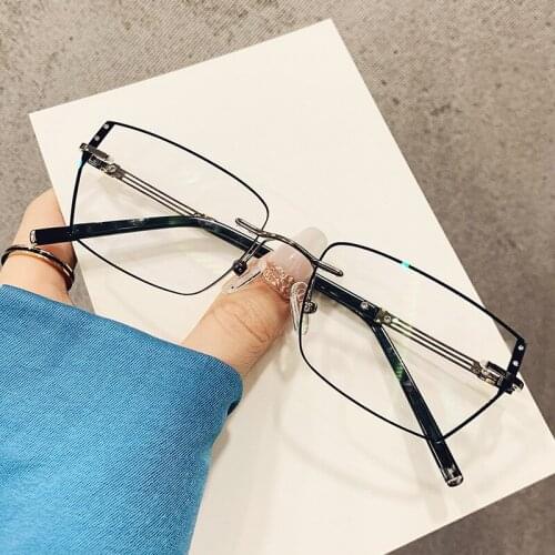2020 New Retro ultra light frameless mens diamond cutting edge blue light glasses customized myopia glasses womens color chang