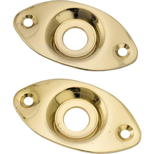Musiclily Oval Guitar Jack Plate, Gold (2 Pieces)