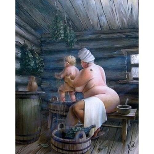 DIY Painting By Numbers Cartoon Shower Oil Coloring By Numbers Wall Art Canvas Picture Hand Painted Home Decoration 40x50CM