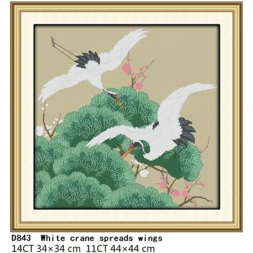 White Crane Spreads Wings Embroidery Cross Stitch Kit Counted 11CT 14CT Printed Stamped Needlework Traditional Craft Thread Set