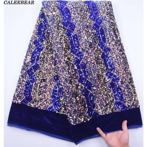 Nigerian Sequins Velvet Lace Fabric 2021 High Quality African Lace Fabric For Wedding French Tulle Lace Material For Dress S2135