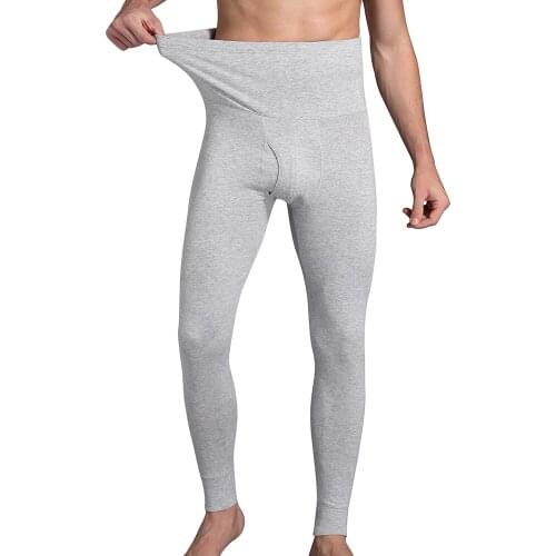 7XL Men Thermal Underwear Bottoms High Waist Long Johns Pants Slimming Shaper Elastic Compression Pijamas Tights Pants Sleepwear