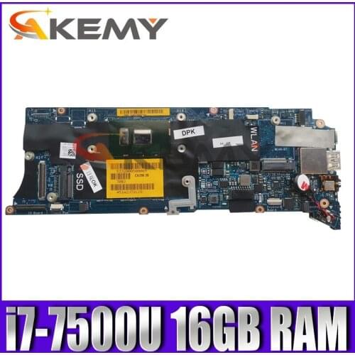Original Laptop motherboard For DELL XPS 13 9350 9360 i7-7500U Mainboard CN-0VPVXX LA-D841P SR2ZV with 16GB RAM DDR4