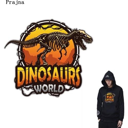 Prajna Jurassic Park Dinosaur Patch Iron On Transfers Vinyl Heat Transfers Iron On Patches For Clothing Stickers Jacket Thermal