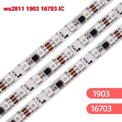 5m DC12V 1903 5050 RGB Addressable Led Pixel Strip 16703 2811 IC Full Color Ribbon Flexible Digital Led Strip Tape External IC
