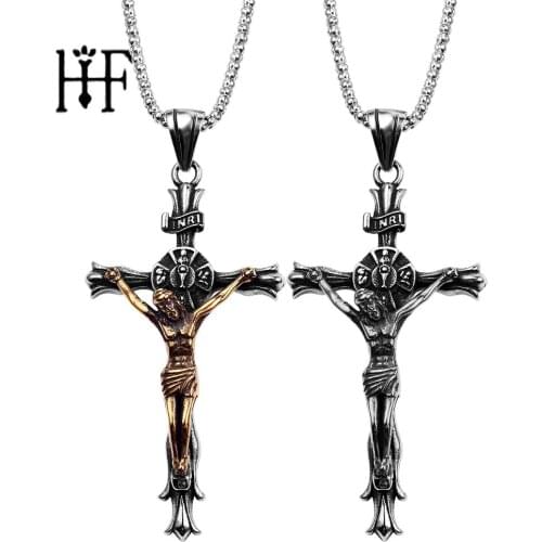Crucifix Pendant Necklace Christian jewelry Jesus on cross Cross Jesus INRI Crucifix pendant Christian amulet jewelry