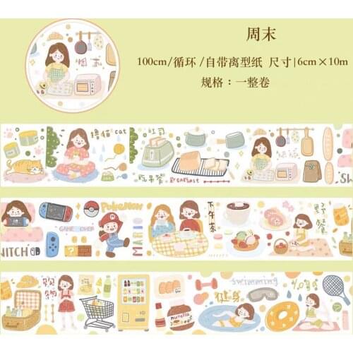 Lovely Weekend Girl Washi Tape for Card Making Bullet Journal DIY Scrapbooking Decorative Sticker