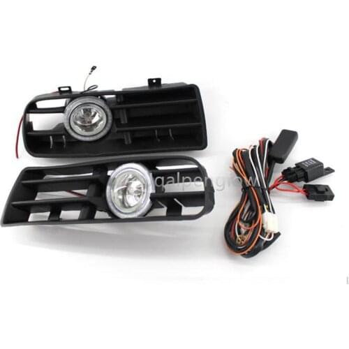 Front Lower Bumper Grille Driving Angel eyes halogen Fog Lamp Light Set For 1998-2005 VW GOLF MK4