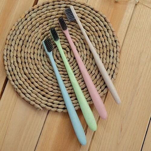 K-866 Wheat Straw Toothbrush Tooth Cleaning Brush Soft Slim Bamboo Charcoal Bristle Brush Adult Kids Teeth Brush Drop Shipping