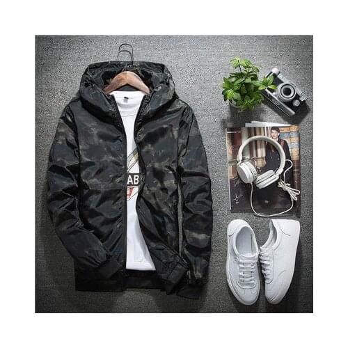 Spring Autumn Mens Casual Military Camouflage Hoodie Jacket Waterproof Clothes Windbreaker Coat Long Sleeve Zipper Jacket Male