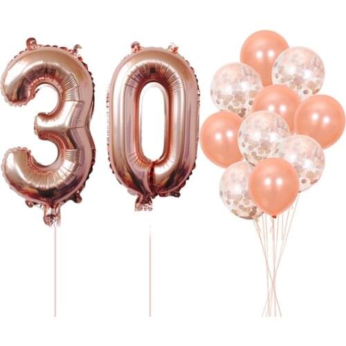 Birthday balloons 13 16 18 21 30 40 50th birthday number balloons rose gold sequins birthday party decoration balloons