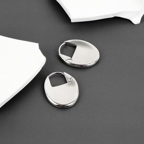 Korean Geometric Hoop Earrings For Women Silver Color Jewelry New Buttons Earring Trendy Girl Party Accessories Gifts KOFSAC