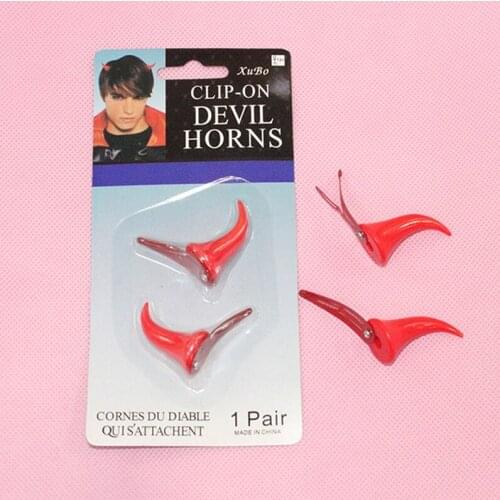 2Pcs Women Chic Halloween Stereo Devil Horns Ears Clip Hairpin Hair Barrettes Hair Accessories Fashion Hair Clips Hair Pins