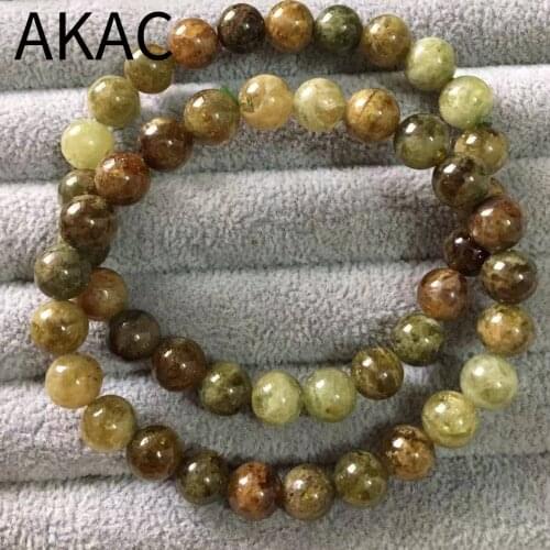 2bracelets Approx8mm AKAC natural green garnet bracelet beads wholesale