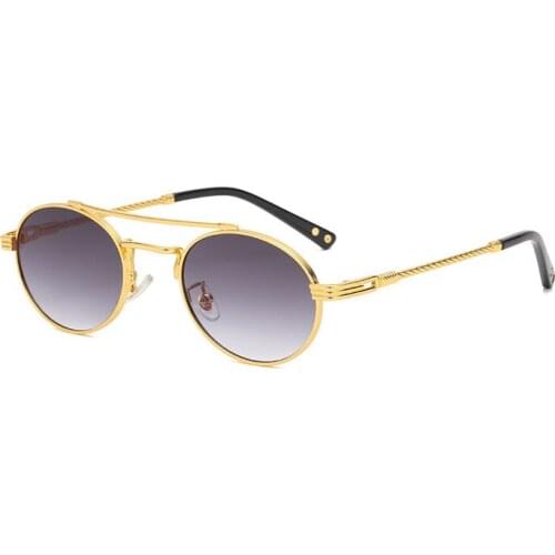 2021 oval metal sunglasses, steampunk style, two-tone beam, brand design, UV400, 3257