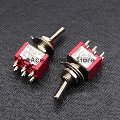 5PCS Red Mini MTS-202 SPDT 6Pin 2 Position On-on Toggle Switches 2A 250V AC / 5A 120V AC