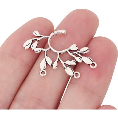 50 x Tibetan Silver Tree Leaf Branch Chandelier Connector Charms for Necklace Jewelry Making Findings 34x24mm