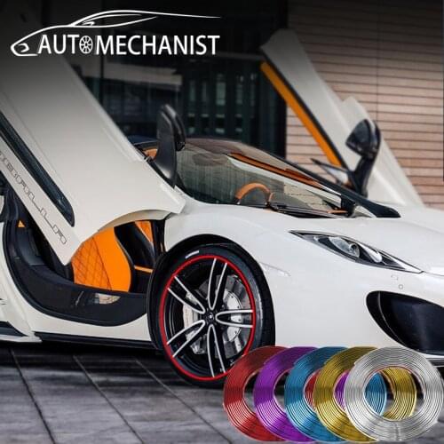 8 Meters Car Wheel Rim Decoration Strip Auto Wheel Rim Chrome Sticker For Tire Protective Strip Tyre Decorative Car Accessories