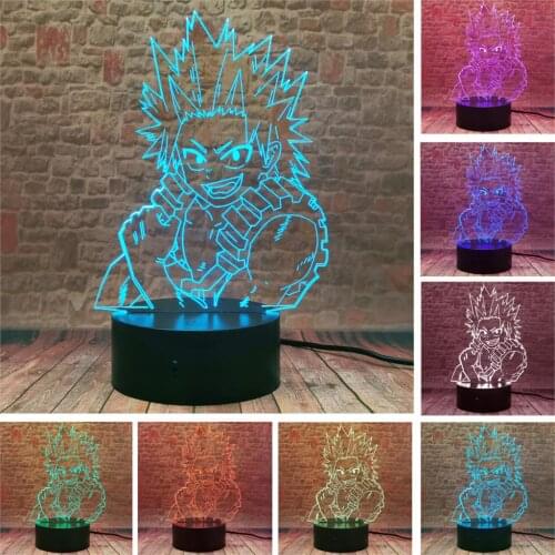 My Hero Academia Kirishima Eijiro Anime Figure 3D Illusion LED Desk Nightlight Colorful Change Lamp MHA Model Toys FOR Children