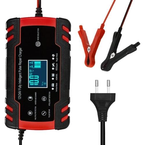 12V 2A/6A/8A Automatic Car Motorcycle Battery Charger Power Pulse Repair Charger Wet Dry Lead Acid Battery Digital LCD Display