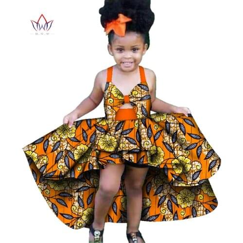 New Fashion Africa Children Clothing Dashiki Cute Girls Dresses Bazin Ruffles African traditional clothing WYT277