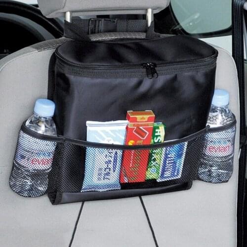 Car Seat Covers Auto Back Seat Organizer Bags Car Insulated Food Storage Bags Organization Black Car Hanging Bag Multi-Pocket