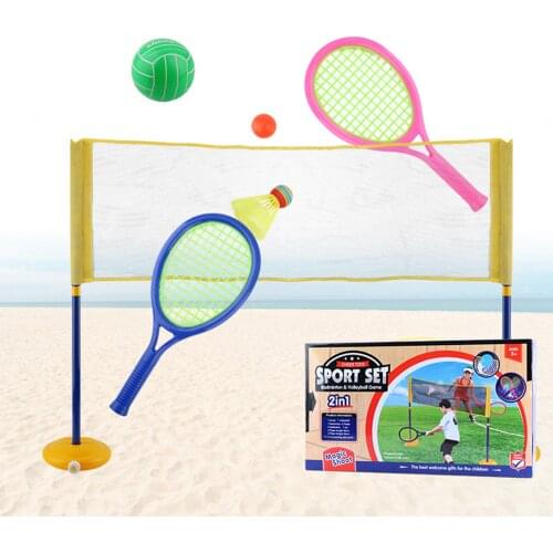 Kid Tennis Racket Plastic 3-in-1Badminton Tennis Volleyball Outdoor Tennis Racquet Set With Balls For Outdoor School Training Sp