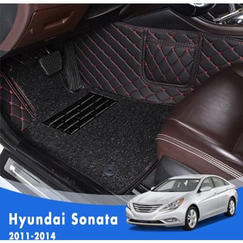 For Hyundai Sonata YF 2014 2013 2012 2011 Luxury Double Layer Wire Loop Car Floor Mats Carpets Auto Rugs Foot Pedal Pads