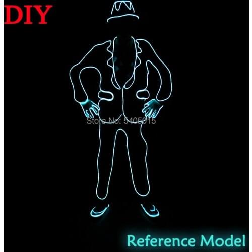 EL Wire Suits Fashion EL/LED DIY Glowing Clothes Costumes Glow Party Supplies Light Clothing For Holiday Party Decoration