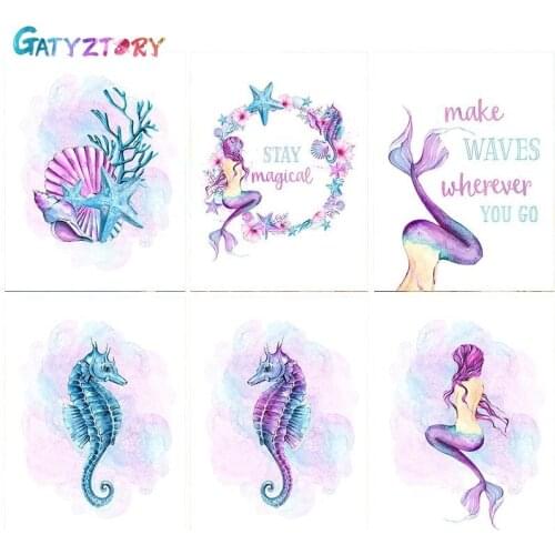 GATYZTORY Starfish DIY Painting By Numbers On Canvas Oil Pictures For Adults Acrylic Coloring By Number Frame Home Decor