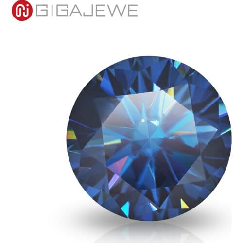 GIGAJEWE Customized Round Cut Dark Blue Color VVS Natural Growt Moissanite Loose Diamond Test Passed Gemstone For Jewelry Making