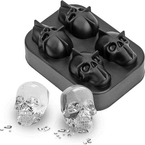 Skull Shape Ice Cream DIY Tool Ice Cube Maker Chocolate Mould Silicone Mold 3D Whiskey Wine Cocktail Ice Cube